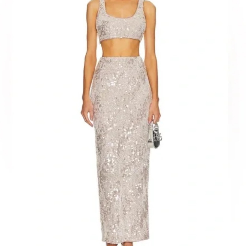 Michael Costello x Revolve Marlene sequin top and skirt set XS
